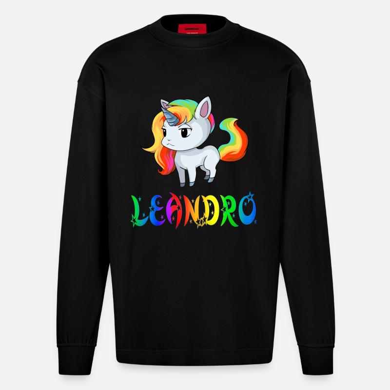 Einhorn Leandro - Heavyweight Oversized Organic Langarmshirt Made in EU - SOLID BLACK
