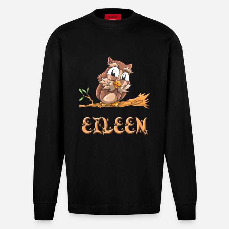 Eule Eileen - Heavyweight Oversized Organic Langarmshirt Made in EU - SOLID BLACK