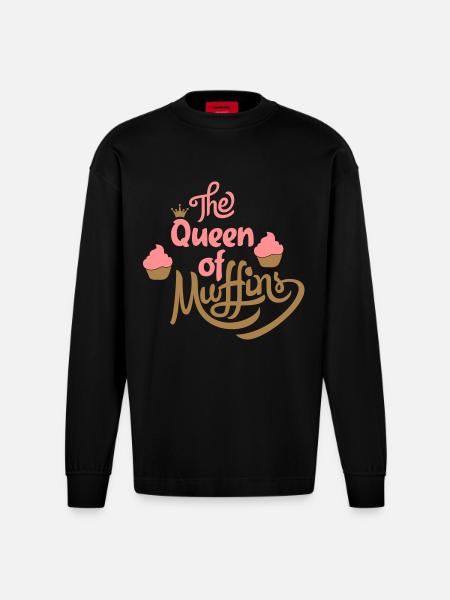 muffins - Heavyweight Oversized Organic Longsleeve Shirt Made in EU - SOLID BLACK
