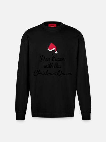 Christmas - Heavyweight Oversized Organic Longsleeve Shirt Made in EU - SOLID BLACK