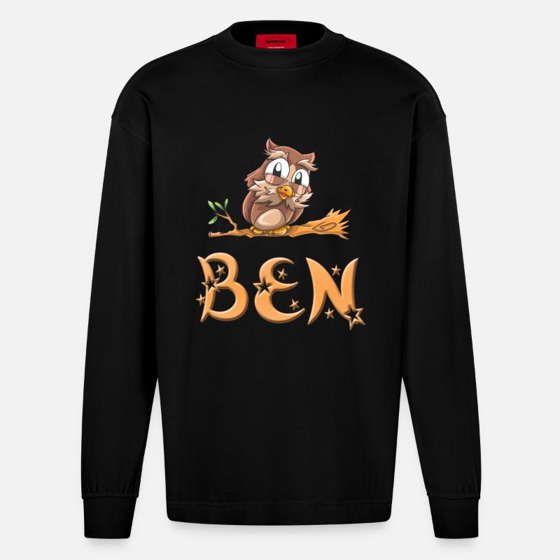 Eule Ben - Heavyweight Oversized Organic Langarmshirt Made in EU - SOLID BLACK