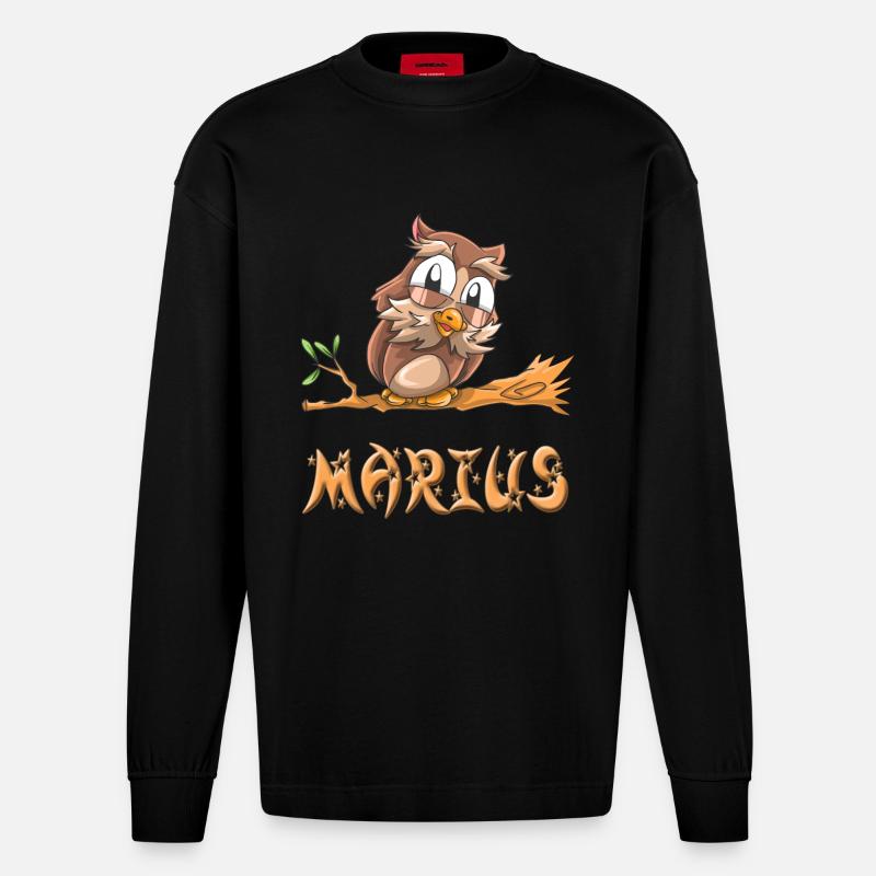 Eule Marius - Heavyweight Oversized Organic Langarmshirt Made in EU - SOLID BLACK