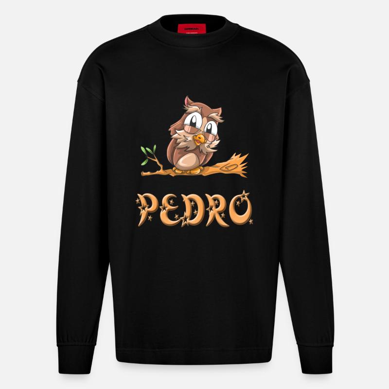 Eule Pedro - Heavyweight Oversized Organic Langarmshirt Made in EU - SOLID BLACK