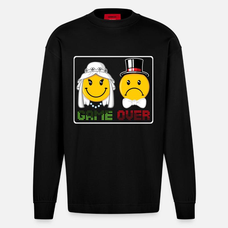 Game over - Heavyweight Oversized Organic Langarmshirt Made in EU - SOLID BLACK