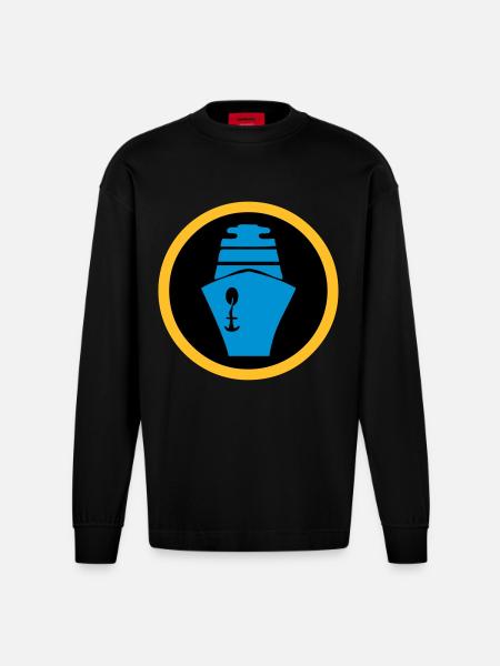 Ship | Cruise | Ferry - Heavyweight Oversized Organic Longsleeve Shirt Made in EU - SOLID BLACK