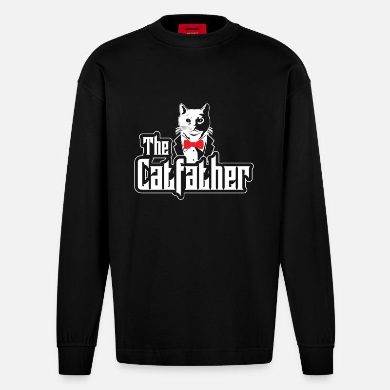 Le Catfather - Conception de chats - Manches longues bio épais oversize fabriqué en UE - SOLID BLACK