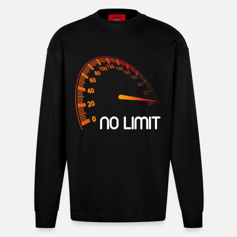 Compteur de vitesse - No Limit - Manches longues bio épais oversize fabriqué en UE - SOLID BLACK