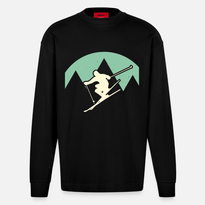 skieur - Manches longues bio épais oversize fabriqué en UE - SOLID BLACK