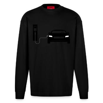 Charging station - Heavyweight Oversized Organic Longsleeve Shirt Made in EU - SOLID BLACK - Front