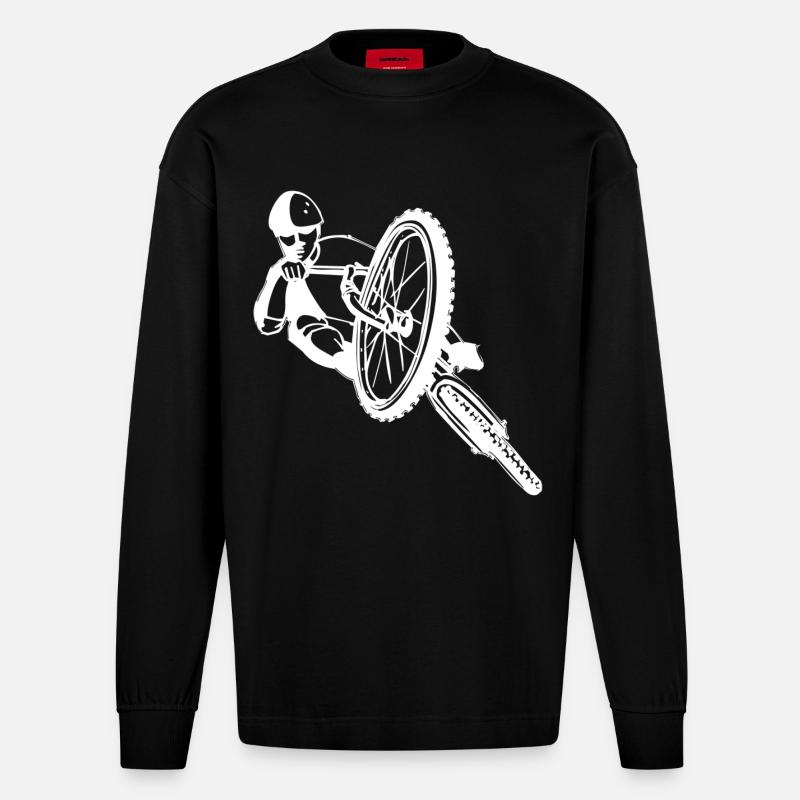 Mountainbike - Downhill - Heavyweight Oversized Organic Langarmshirt Made in EU - SOLID BLACK