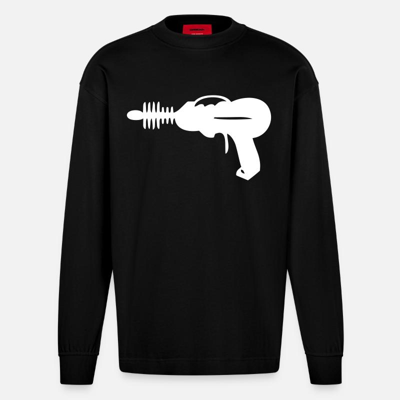 à faisceau - Pistolet laser - Laser - Manches longues bio épais oversize fabriqué en UE - SOLID BLACK
