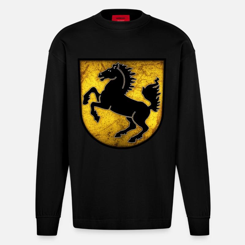 Stuttgart - Stuttgarter Wappen - Heavyweight Oversized Organic Langarmshirt Made in EU - SOLID BLACK