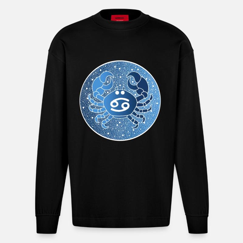Sternzeichen: Krebs - Heavyweight Oversized Organic Langarmshirt Made in EU - SOLID BLACK