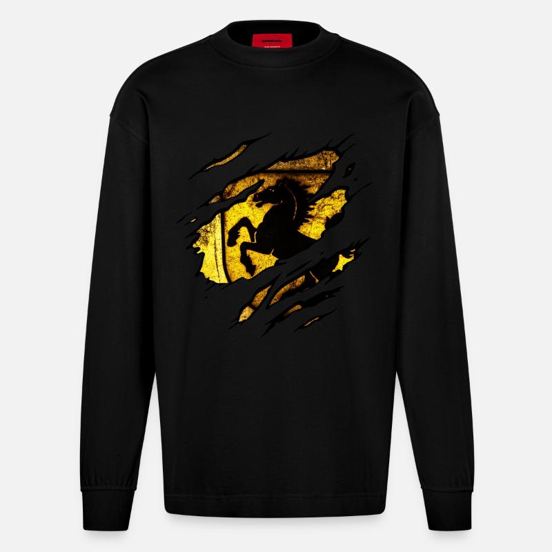 Stuttgart - Stuttgart Zerrissen - Heavyweight Oversized Organic Langarmshirt Made in EU - SOLID BLACK