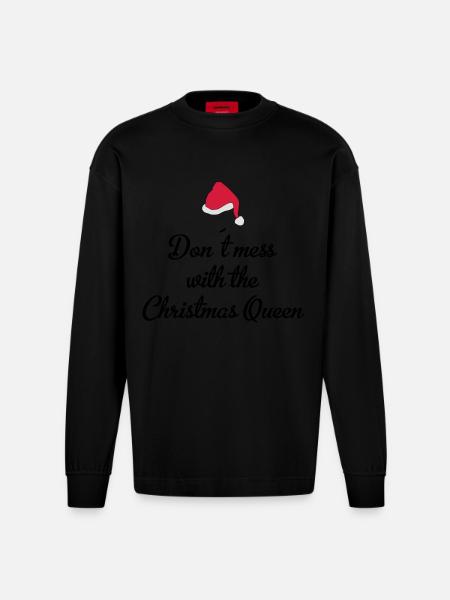 christmas queen - Heavyweight Oversized Organic Longsleeve Shirt Made in EU - SOLID BLACK