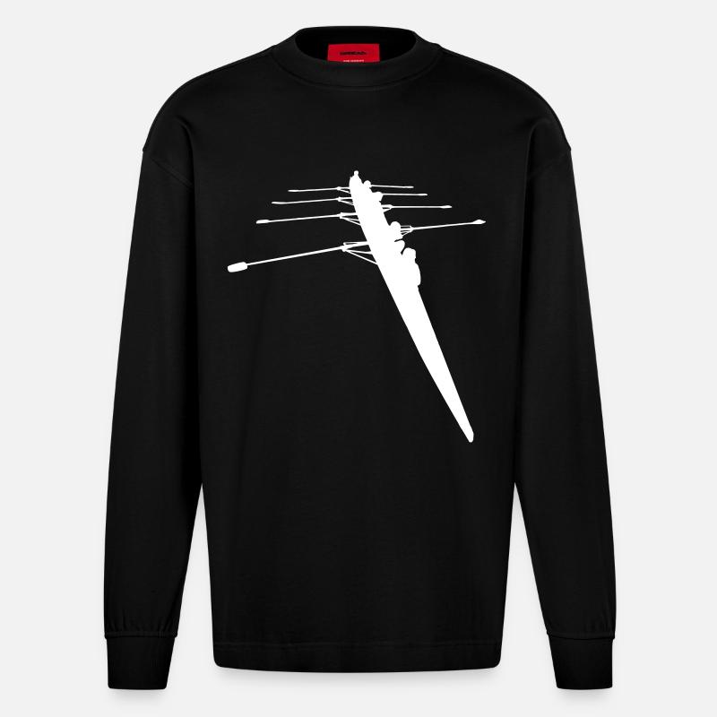 Ruderer - 4er Ruderboot - Heavyweight Oversized Organic Langarmshirt Made in EU - SOLID BLACK