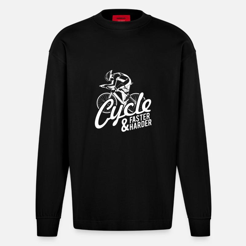 Cyclisme Cyclisme Cyclisme Cyclisme Cyclisme - Manches longues bio épais oversize fabriqué en UE - SOLID BLACK