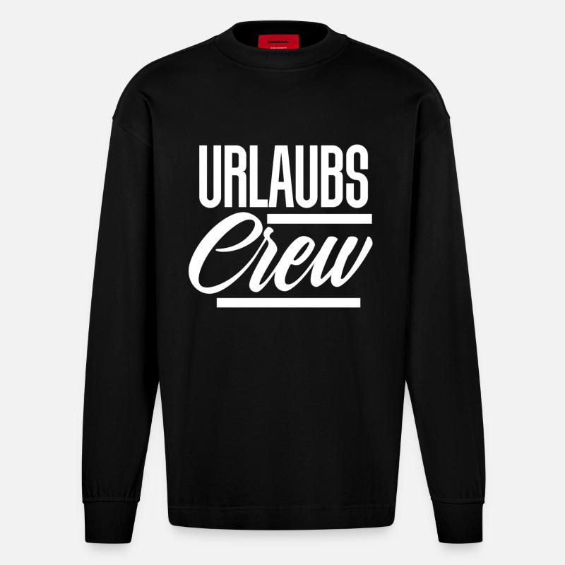 Urlaubs Crew - Heavyweight Oversized Organic Langarmshirt Made in EU - SOLID BLACK