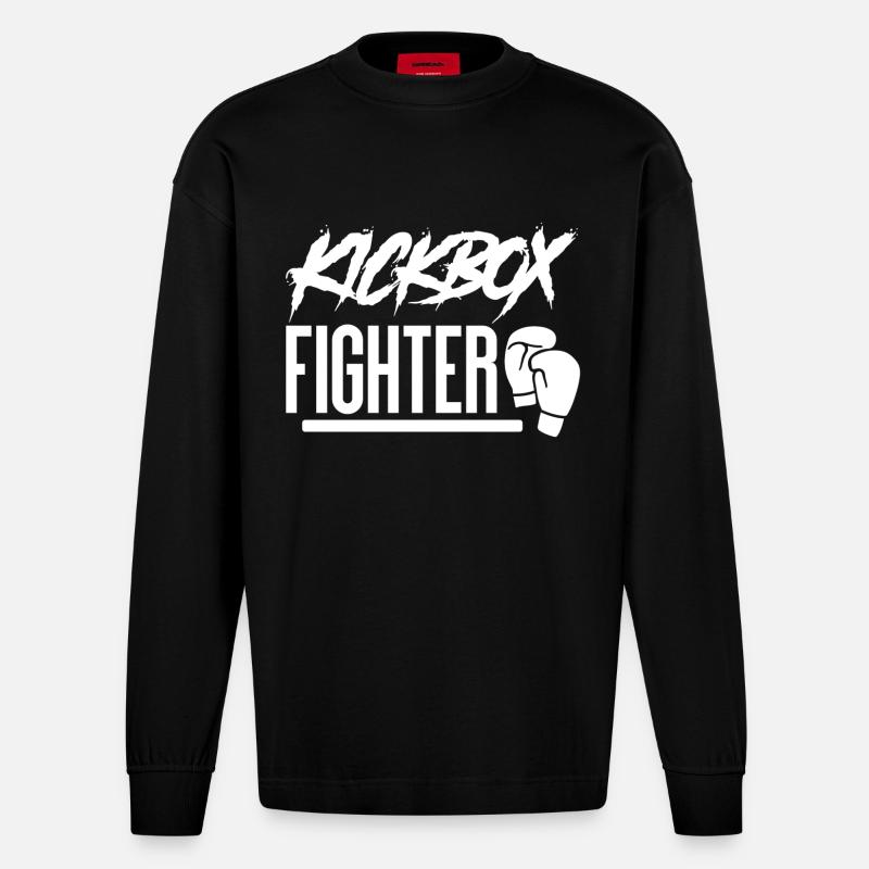 Kickboxen Kickboxing - Heavyweight Oversized Organic Langarmshirt Made in EU - SOLID BLACK
