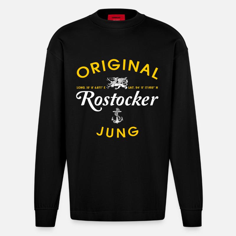 Original Rostocker Jung - Heavyweight Oversized Organic Langarmshirt Made in EU - SOLID BLACK