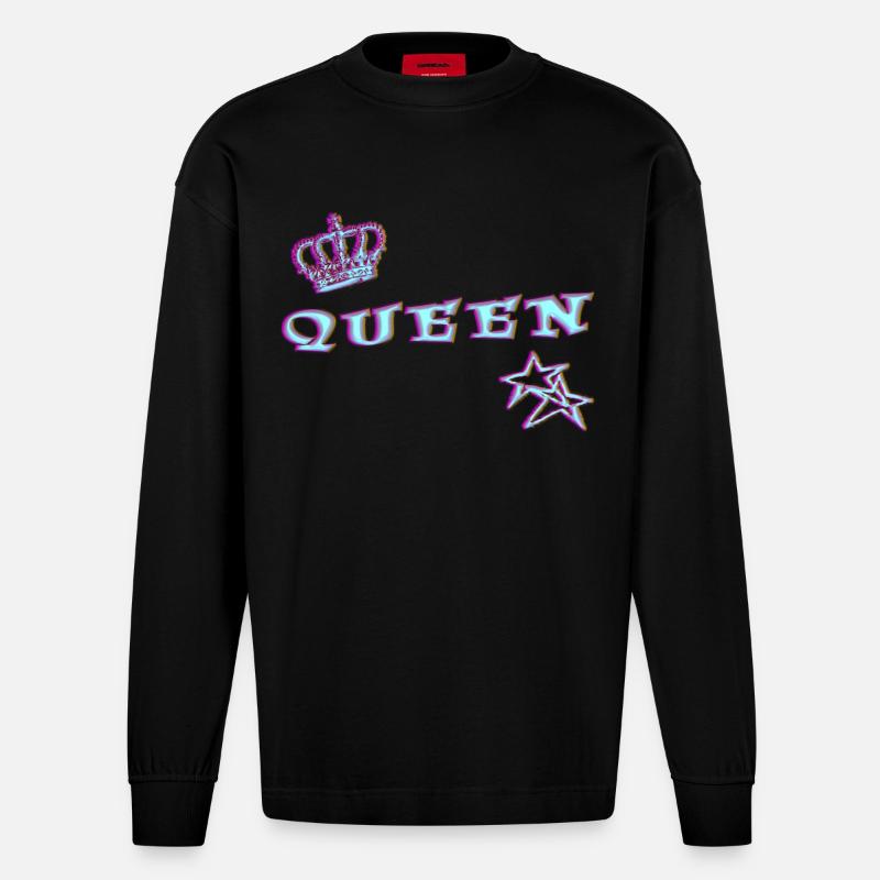 Queen - Manches longues bio épais oversize fabriqué en UE - SOLID BLACK