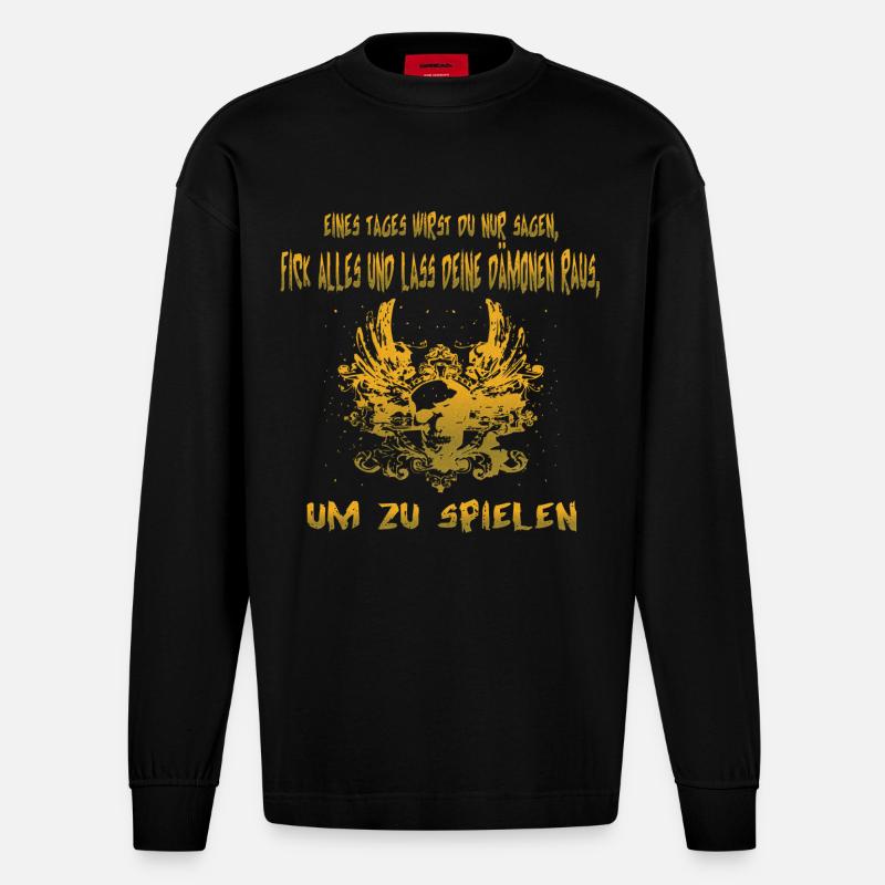 Dämon - Heavyweight Oversized Organic Langarmshirt Made in EU - SOLID BLACK