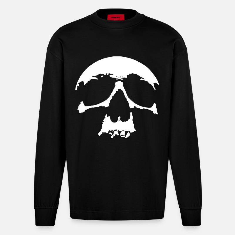 skull - Heavyweight Oversized Organic Langarmshirt Made in EU - SOLID BLACK