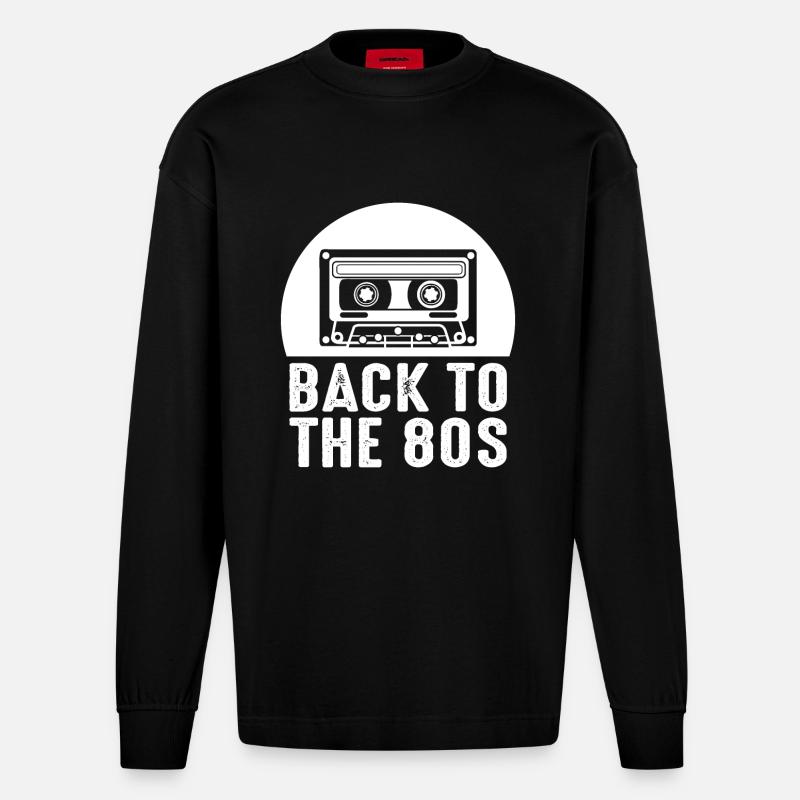 80er Jahre - Heavyweight Oversized Organic Langarmshirt Made in EU - SOLID BLACK