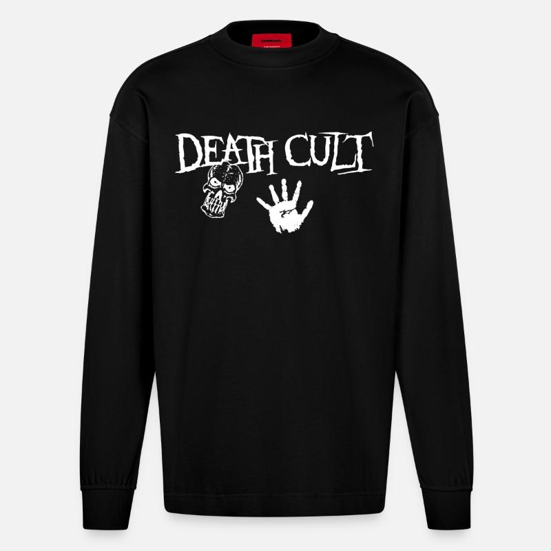 Todeskult, Skull Design - Heavyweight Oversized Organic Langarmshirt Made in EU - SOLID BLACK