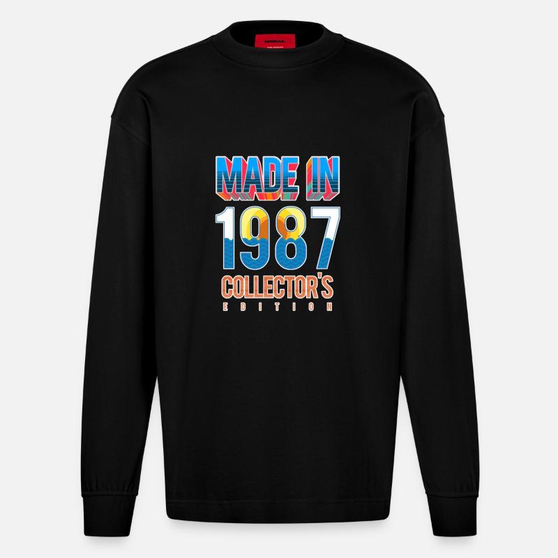 1987 - Heavyweight Oversized Organic Langarmshirt Made in EU - SOLID BLACK