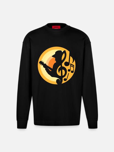 Guitar Player - Heavyweight Oversized Organic Longsleeve Shirt Made in EU - SOLID BLACK