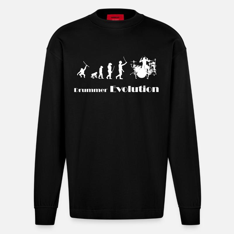 Evolution Drummer - Heavyweight Oversized Organic Langarmshirt Made in EU - SOLID BLACK