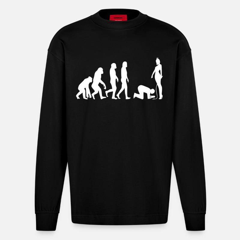 Evolution man - Heavyweight Oversized Organic Longsleeve Shirt Made in EU - SOLID BLACK