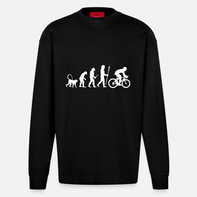Evolution cyclists - Heavyweight Oversized Organic Longsleeve Shirt Made in EU - SOLID BLACK
