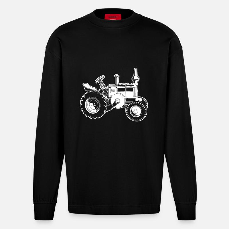 Traktor - Heavyweight Oversized Organic Langarmshirt Made in EU - SOLID BLACK
