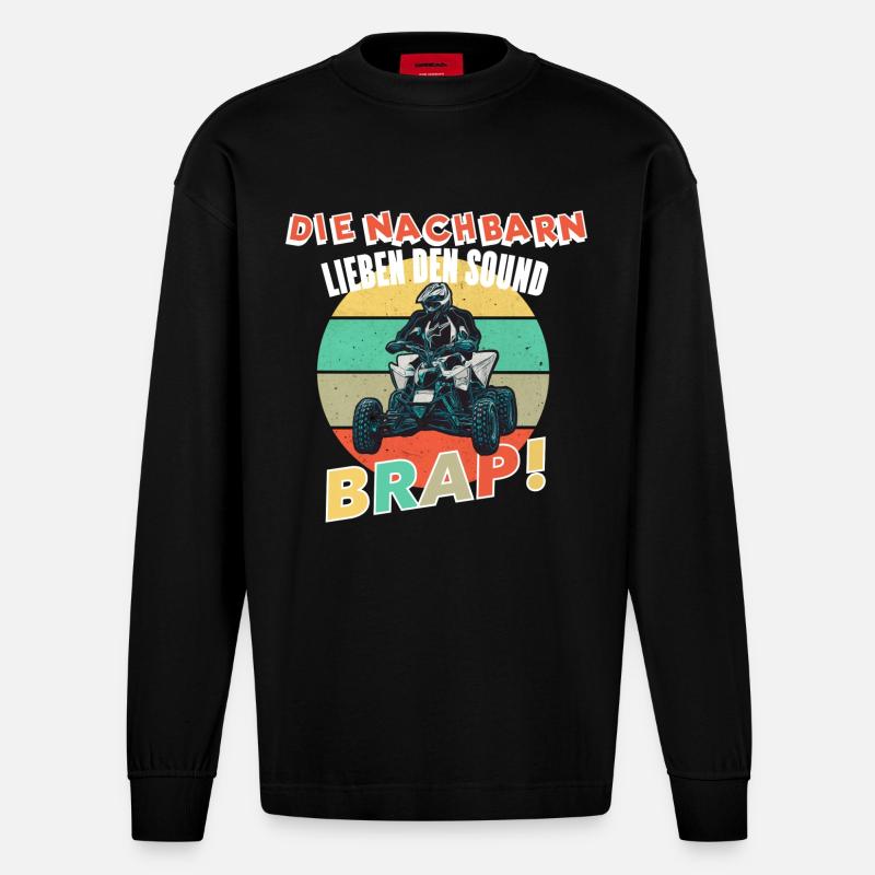 Quad Lustiger Spruch - Heavyweight Oversized Organic Langarmshirt Made in EU - SOLID BLACK