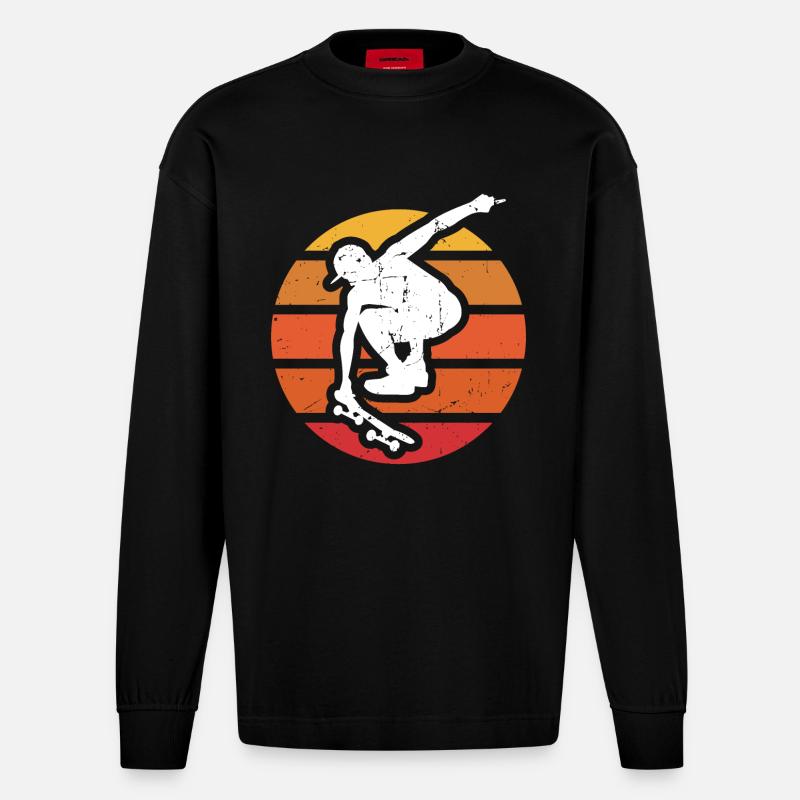 Skateboard - Heavyweight Oversized Organic Langarmshirt Made in EU - SOLID BLACK