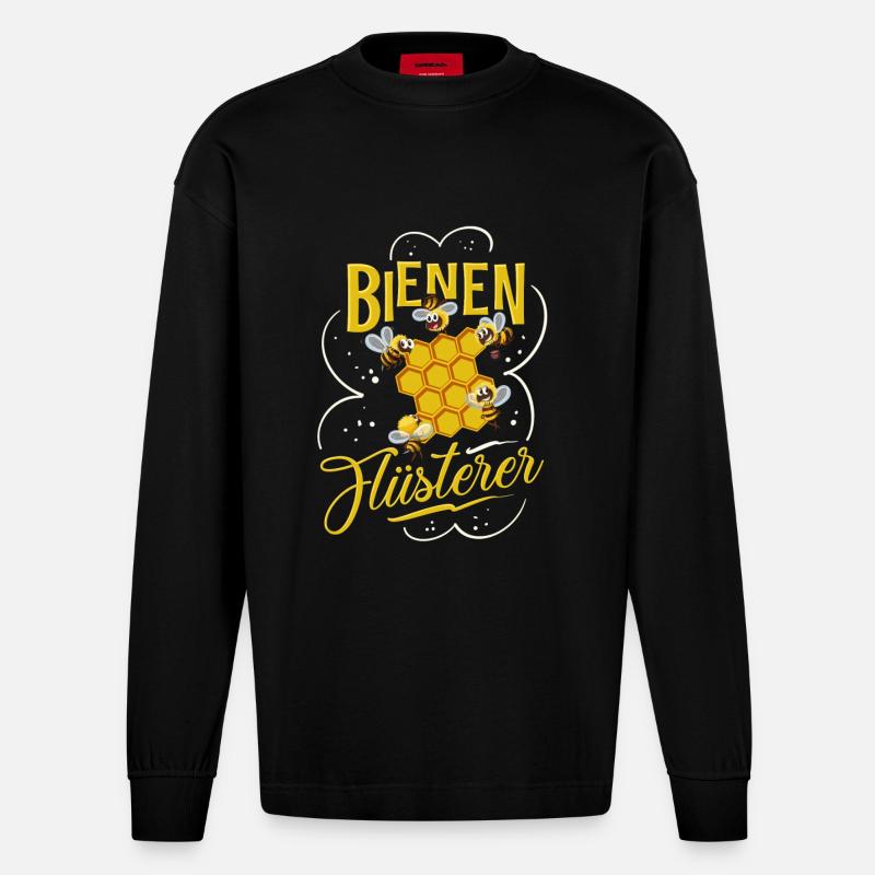 Bienen Flüsterer - Heavyweight Oversized Organic Langarmshirt Made in EU - SOLID BLACK