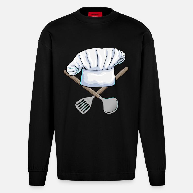 Cuisine de Chef’s Hat - Manches longues bio épais oversize fabriqué en UE - SOLID BLACK