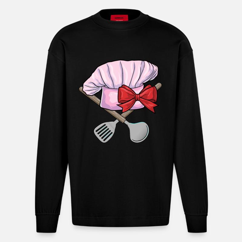Cuisine de Chef’s Hat - Manches longues bio épais oversize fabriqué en UE - SOLID BLACK