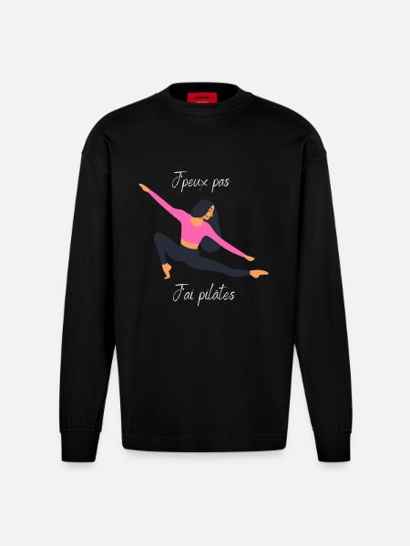 J'peux pas j'ai pilâtes - Manches longues bio épais oversize fabriqué en UE - SOLID BLACK