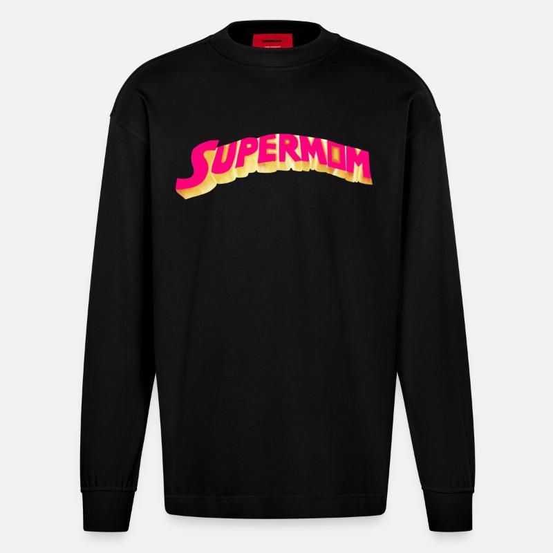 Supermutter - Heldin - Heavyweight Oversized Organic Langarmshirt Made in EU - SOLID BLACK