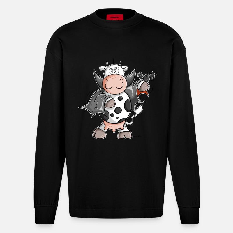 Dracula Kuh I Vampire Fun - Manches longues bio épais oversize fabriqué en UE - SOLID BLACK