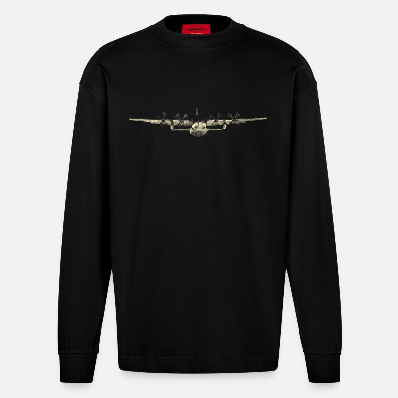 C-130 Herkules - Heavyweight Oversized Organic Langarmshirt Made in EU - SOLID BLACK