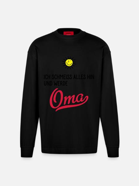 oma - Heavyweight Oversized Organic Langarmshirt Made in EU - SOLID BLACK