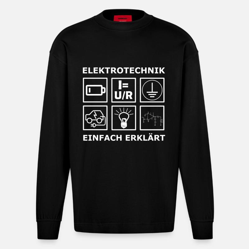Elektrotechnik Ingenieur Studium - Heavyweight Oversized Organic Langarmshirt Made in EU - SOLID BLACK