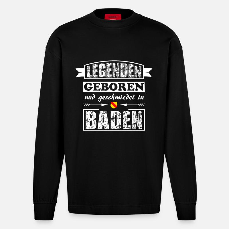 Badner Legenden - Heavyweight Oversized Organic Langarmshirt Made in EU - SOLID BLACK