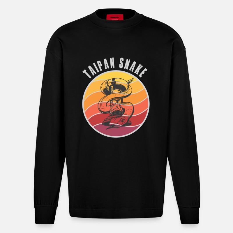 Taipan Schlangen Design / Geschenkidee - Heavyweight Oversized Organic Langarmshirt Made in EU - SOLID BLACK