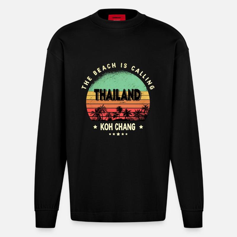 Koh Chang Thailand - Heavyweight Oversized Organic Langarmshirt Made in EU - SOLID BLACK