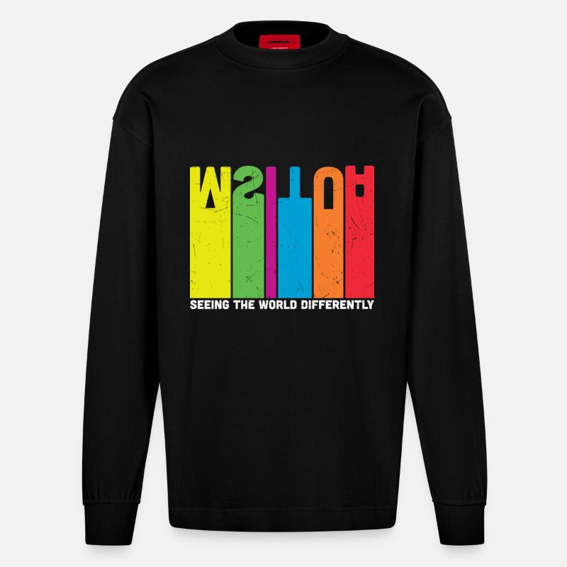 Autismus die Welt anders sehen - Heavyweight Oversized Organic Langarmshirt Made in EU - SOLID BLACK